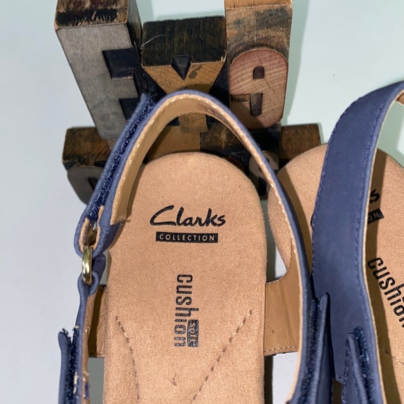 🆕CLARKS COLLECTION Women’s ‘Annadel Orchid’ Cork Platform in Navy Nubuck - Picture 5 of 10
